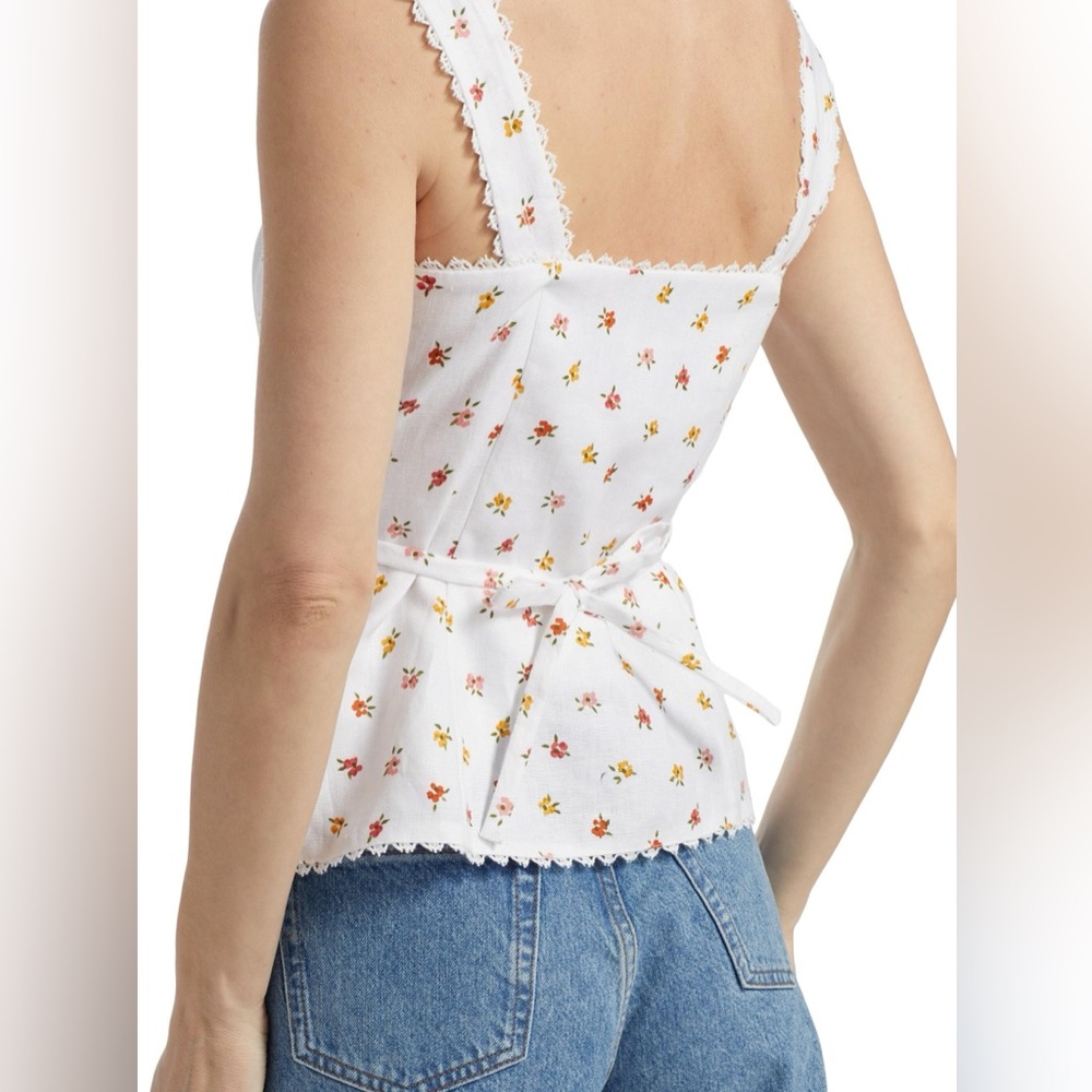 Reformation White Floral Reformation Viola Floral Linen Top/ Blouse😍 - Picture 3 of 8